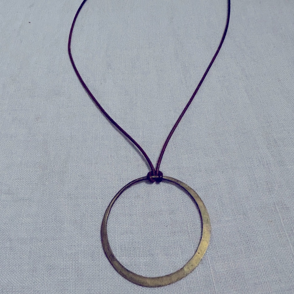 ✨Brand New✨ Salt & Sea Boutique Brown Leather Necklace w/ Gold Circle